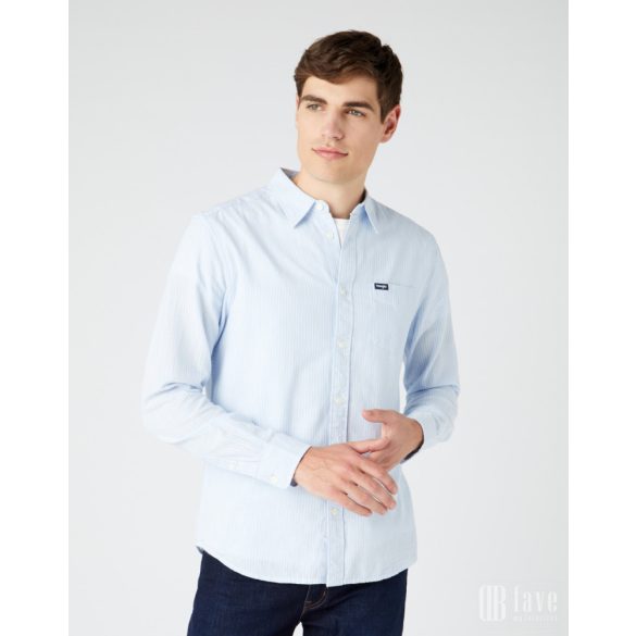 Wrangler ●  One Pocket Shirt ● világoskék alapon fehér csíkos hosszú ujjú ing 
